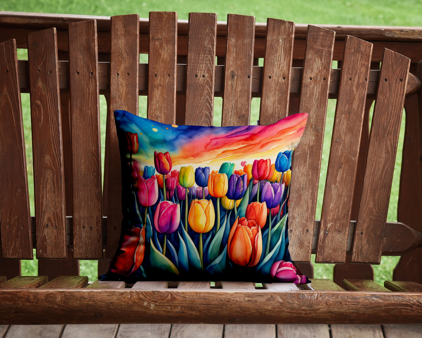 Colorful Tulips Throw Pillow