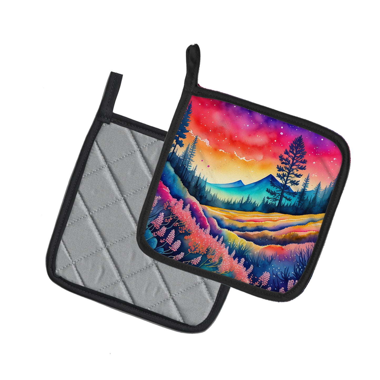 Colorful Yarrow Pair of Pot Holders