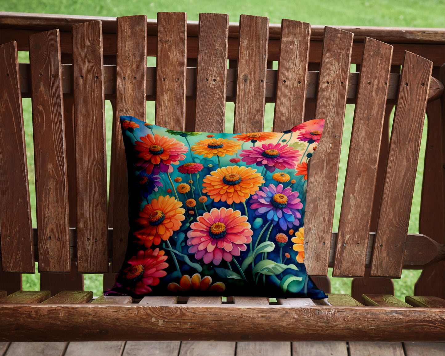 Colorful Zinnias Throw Pillow