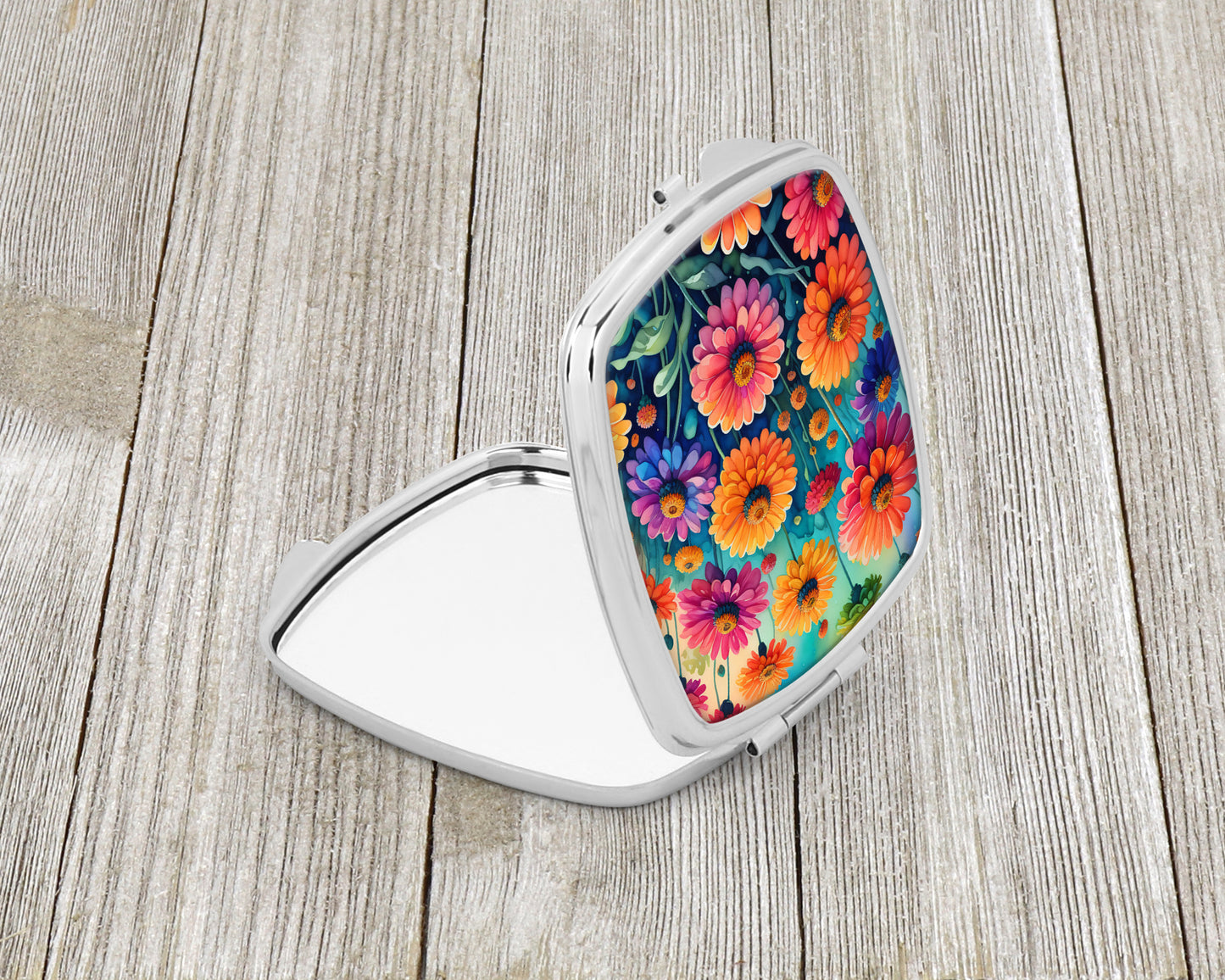 Colorful Zinnias Compact Mirror