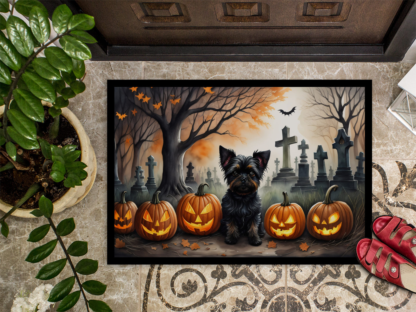 Affenpinscher Spooky Halloween Doormat