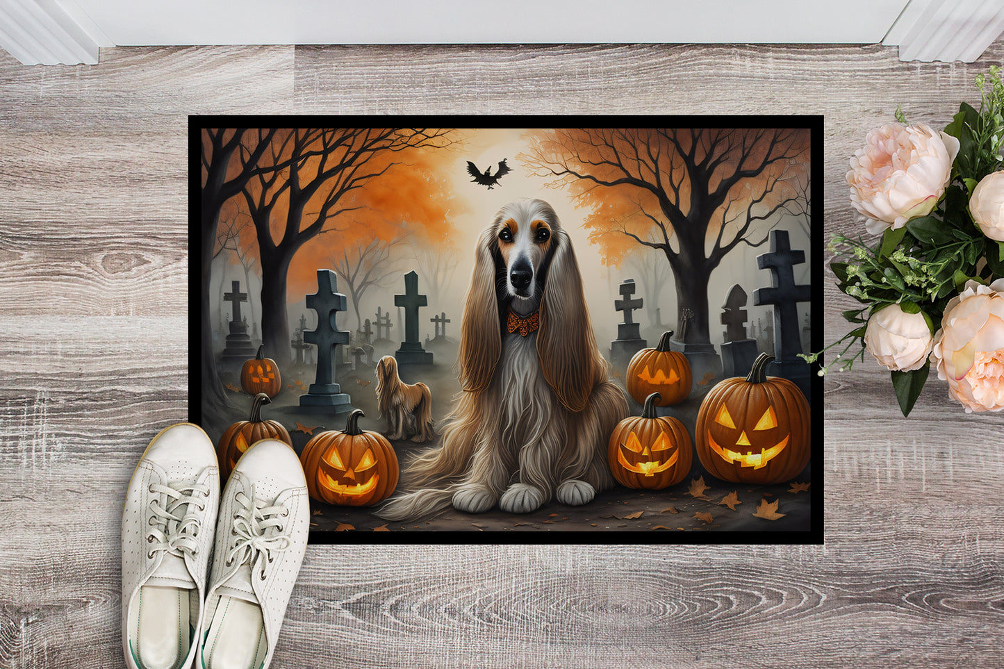 Afghan Hound Spooky Halloween Doormat