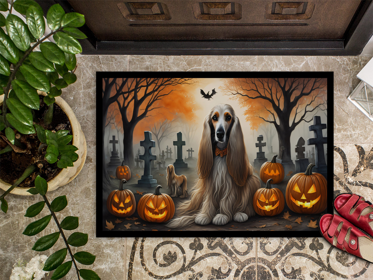 Afghan Hound Spooky Halloween Doormat