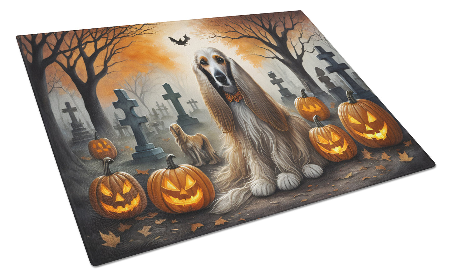 Buy this Afghan Hound Spooky Halloween Glass Cutting Board