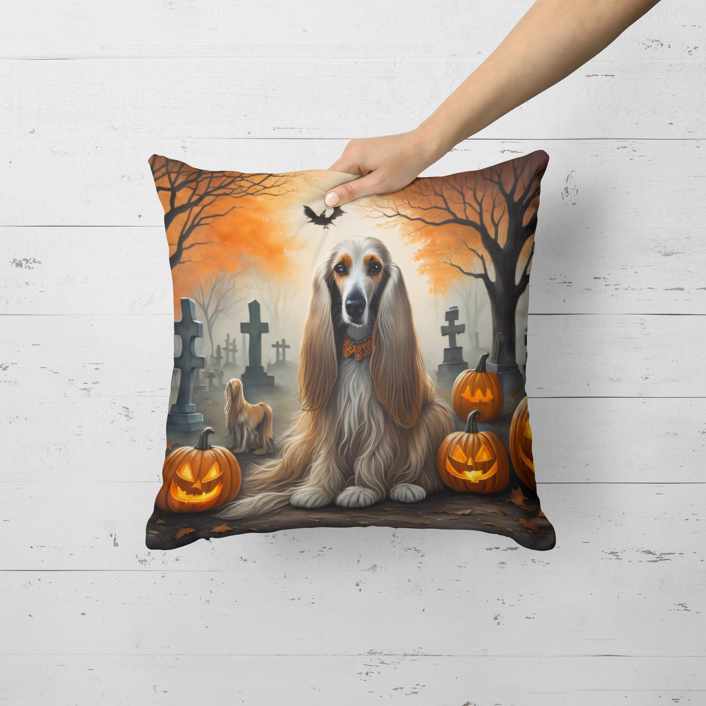 Afghan Hound Spooky Halloween Throw Pillow