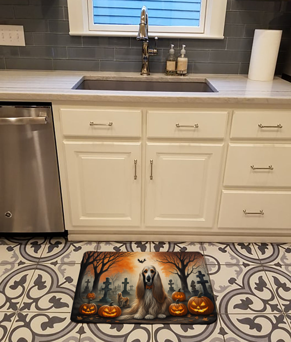 Afghan Hound Spooky Halloween Memory Foam Kitchen Mat