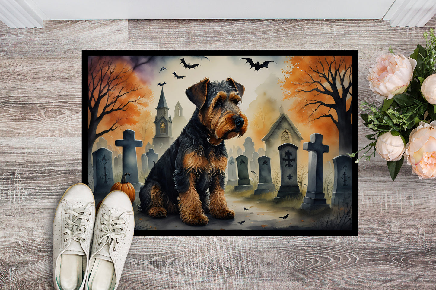 Airedale Terrier Spooky Halloween Doormat