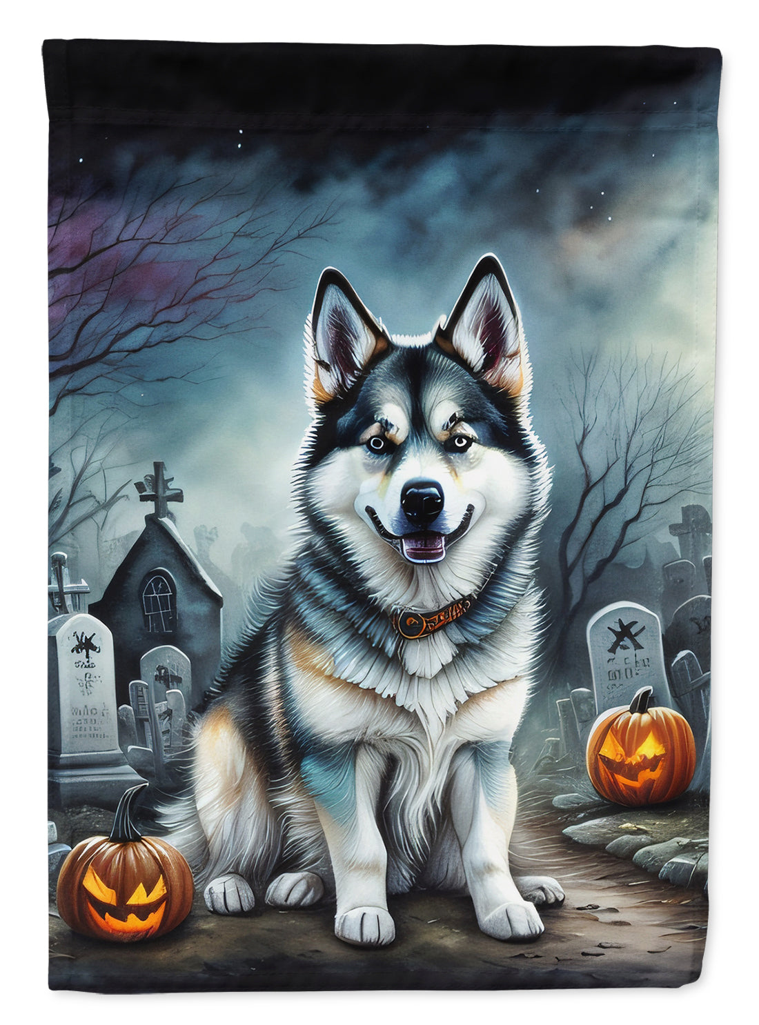 Buy this Alaskan Malamute Spooky Halloween House Flag