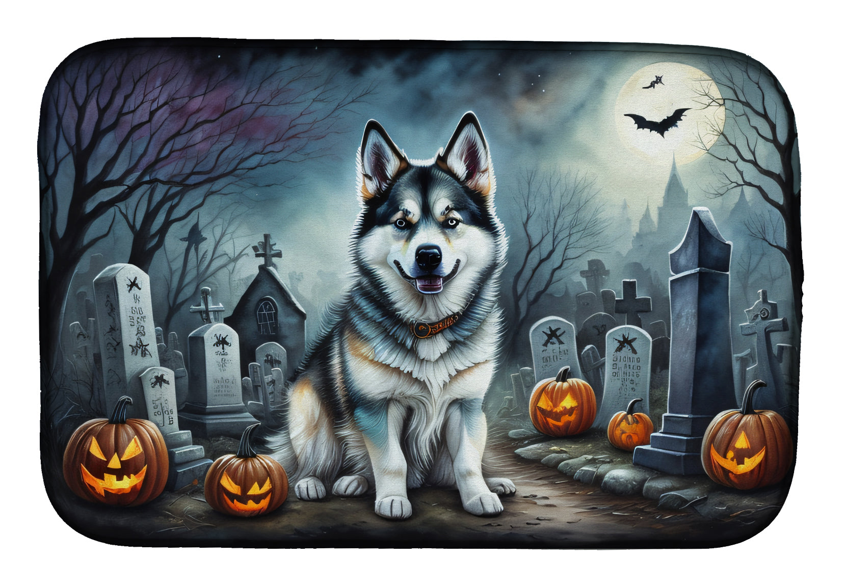 Buy this Alaskan Malamute Spooky Halloween Dish Drying Mat