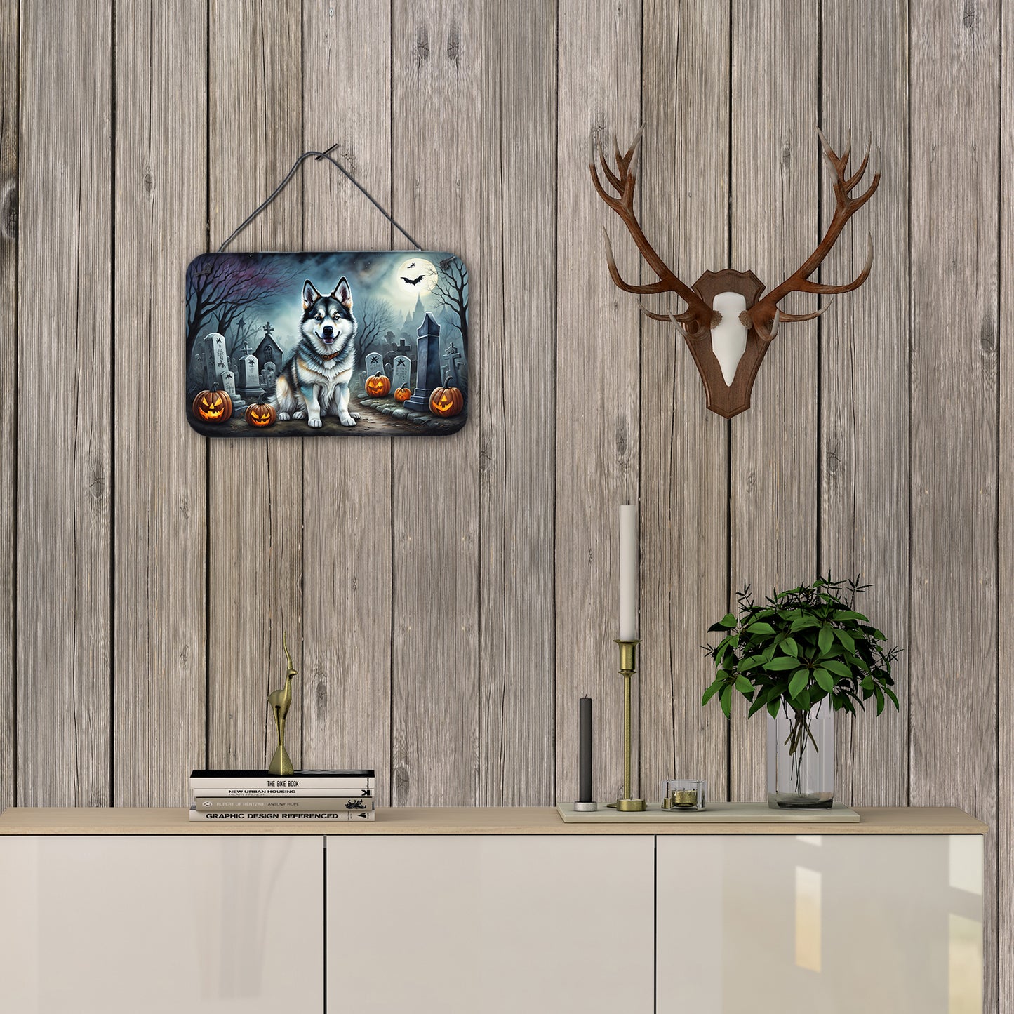 Alaskan Malamute Spooky Halloween Wall or Door Hanging Prints