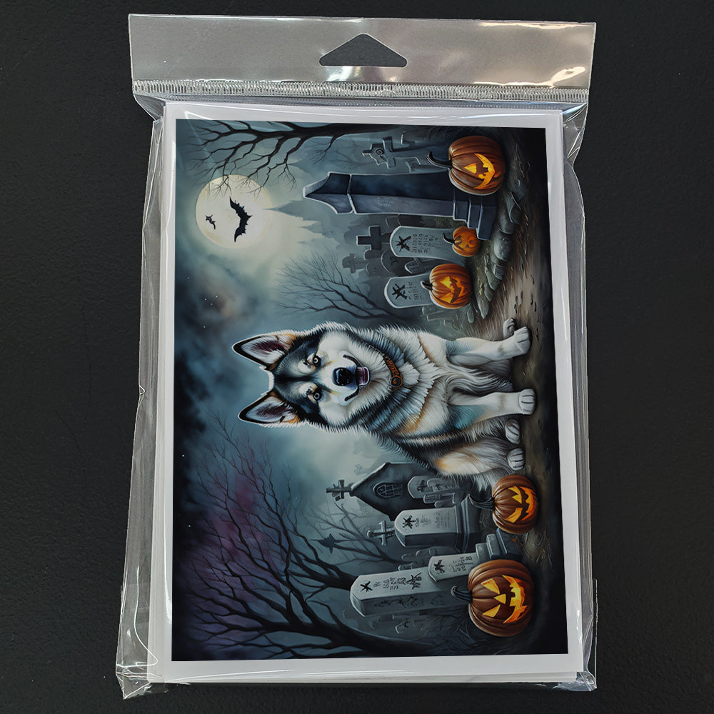 Alaskan Malamute Spooky Halloween Greeting Cards Pack of 8