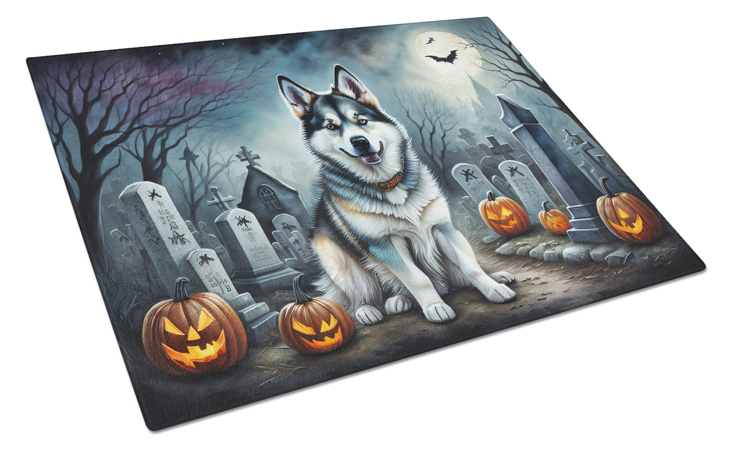 Buy this Alaskan Malamute Spooky Halloween Glass Cutting Board