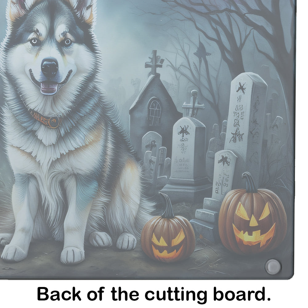 Alaskan Malamute Spooky Halloween Glass Cutting Board