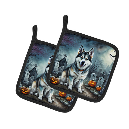 Buy this Alaskan Malamute Spooky Halloween Pair of Pot Holders