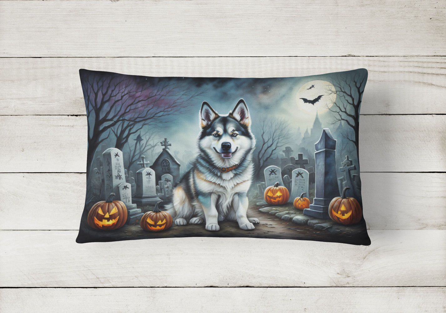 Alaskan Malamute Spooky Halloween Throw Pillow