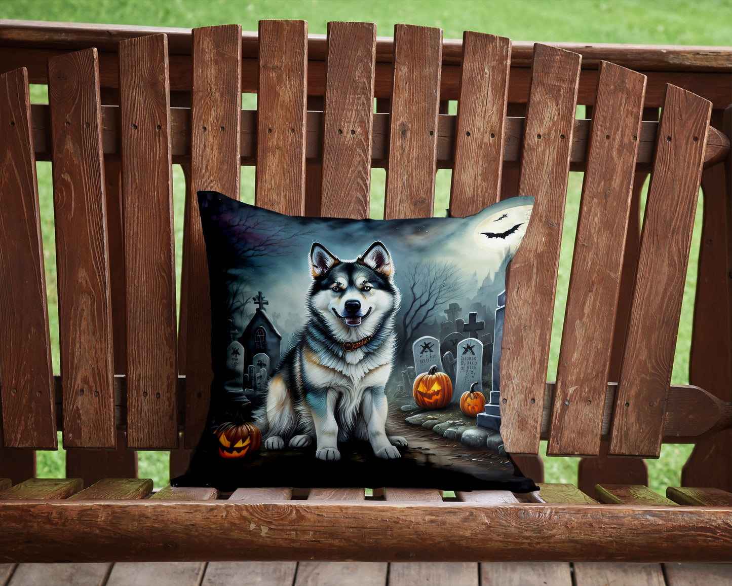 Alaskan Malamute Spooky Halloween Throw Pillow