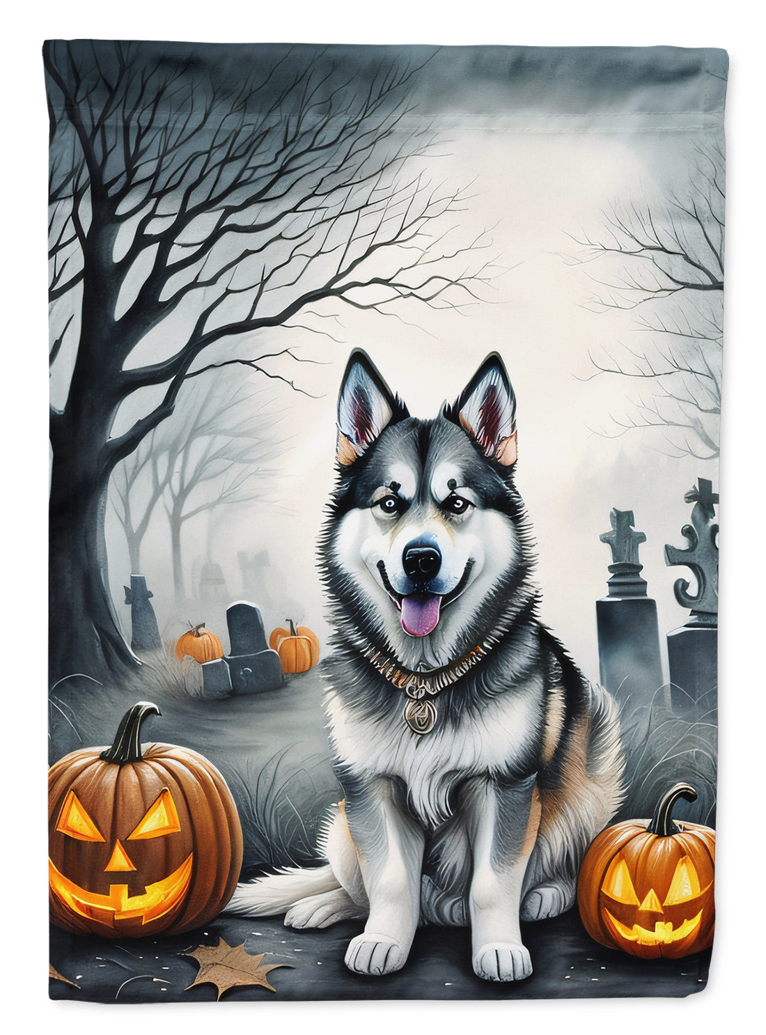 Buy this Alaskan Malamute Spooky Halloween House Flag