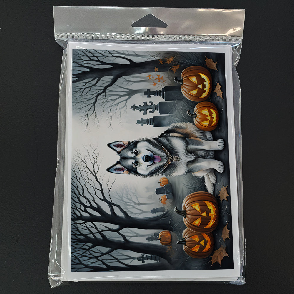 Alaskan Malamute Spooky Halloween Greeting Cards Pack of 8