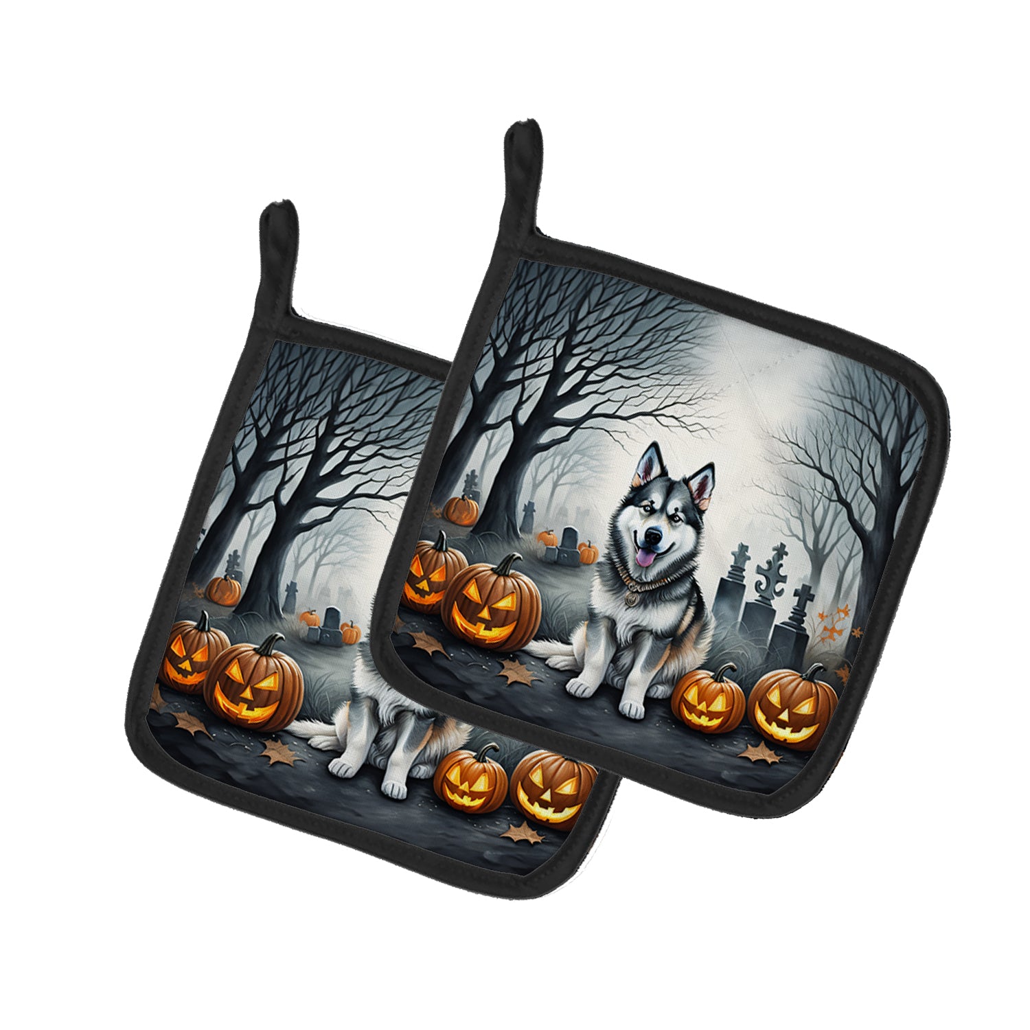 Buy this Alaskan Malamute Spooky Halloween Pair of Pot Holders