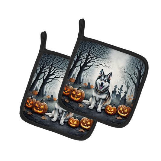 Buy this Alaskan Malamute Spooky Halloween Pair of Pot Holders