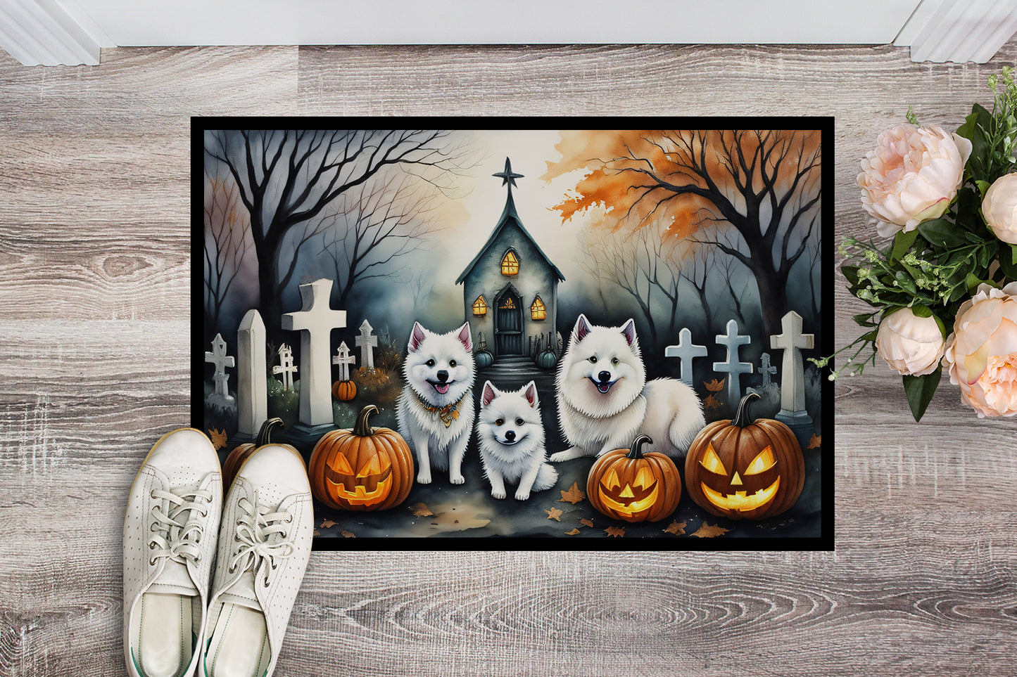 American Eskimo Spooky Halloween Doormat