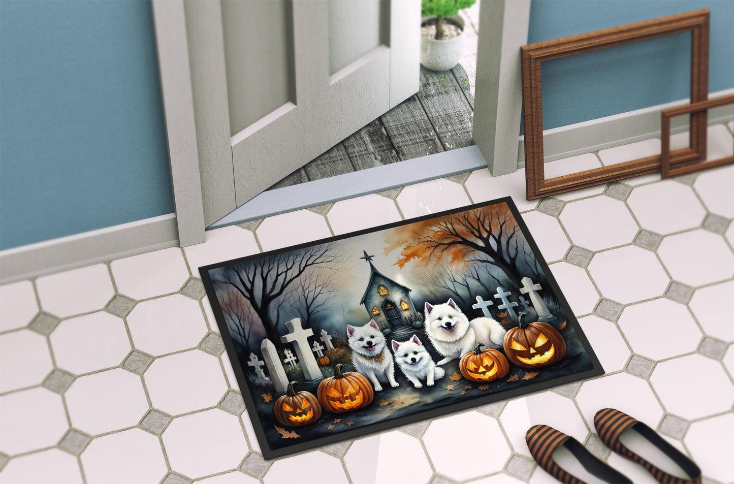 American Eskimo Spooky Halloween Doormat