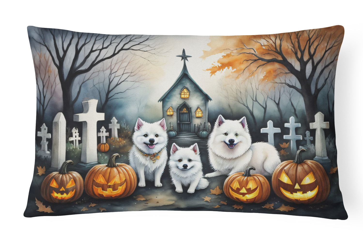 Buy this American Eskimo Spooky Halloween Throw Pillow