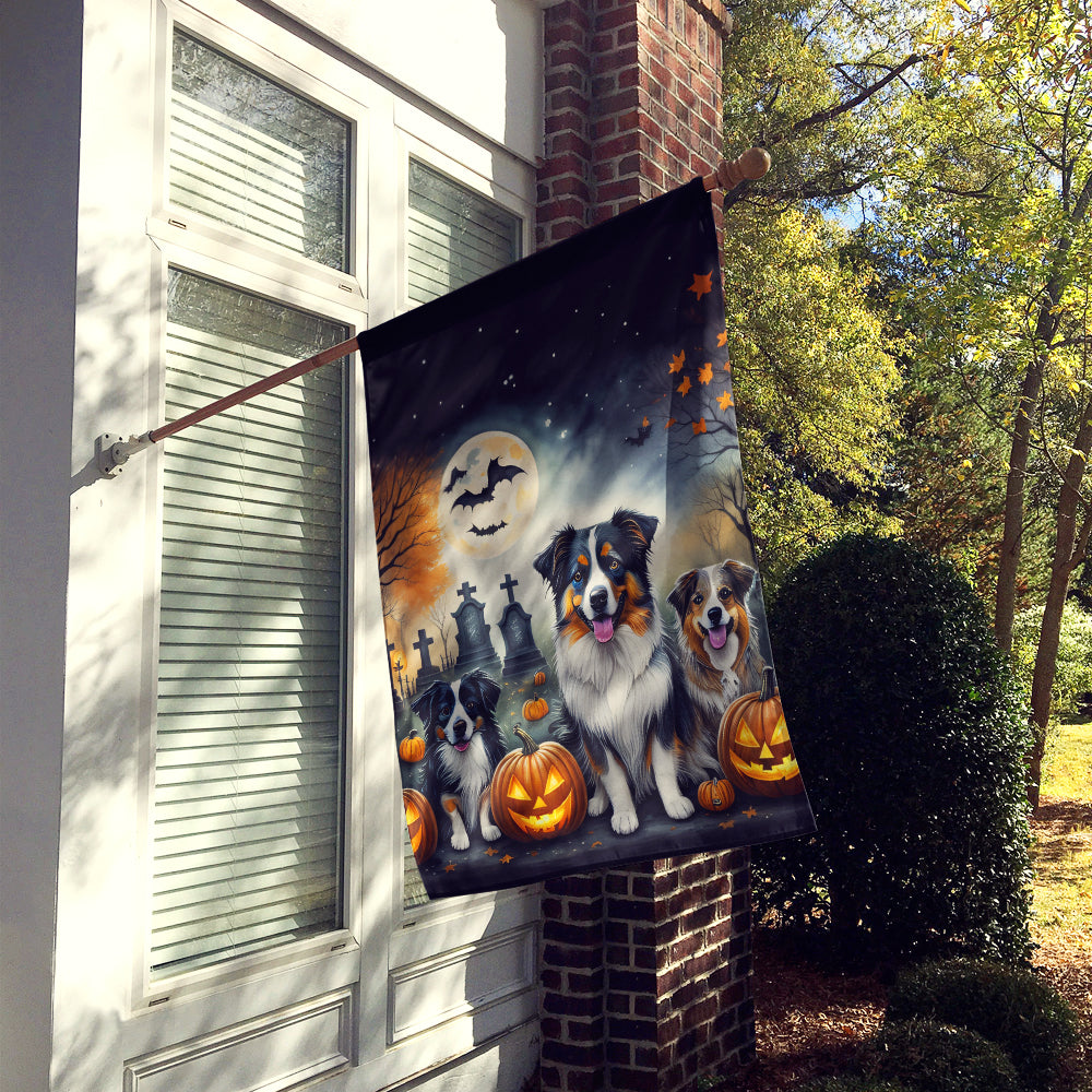 Australian Shepherd Spooky Halloween House Flag