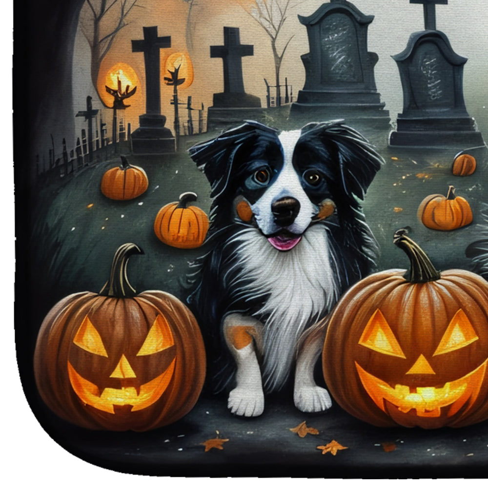 Australian Shepherd Spooky Halloween Dish Drying Mat