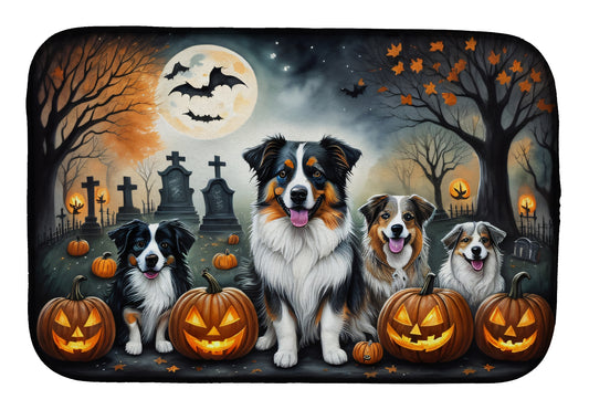 Buy this Australian Shepherd Spooky Halloween Dish Drying Mat