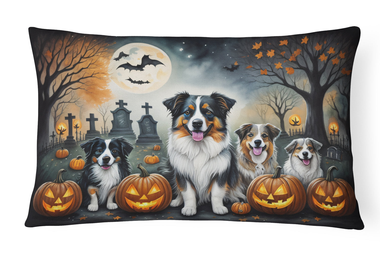 Buy this Australian Shepherd Spooky Halloween Throw Pillow