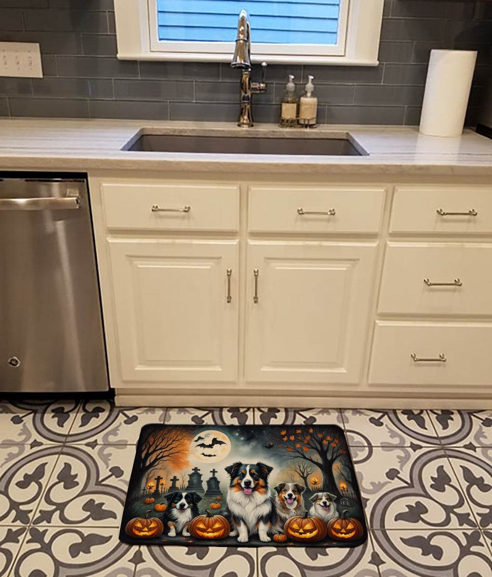 Australian Shepherd Spooky Halloween Memory Foam Kitchen Mat