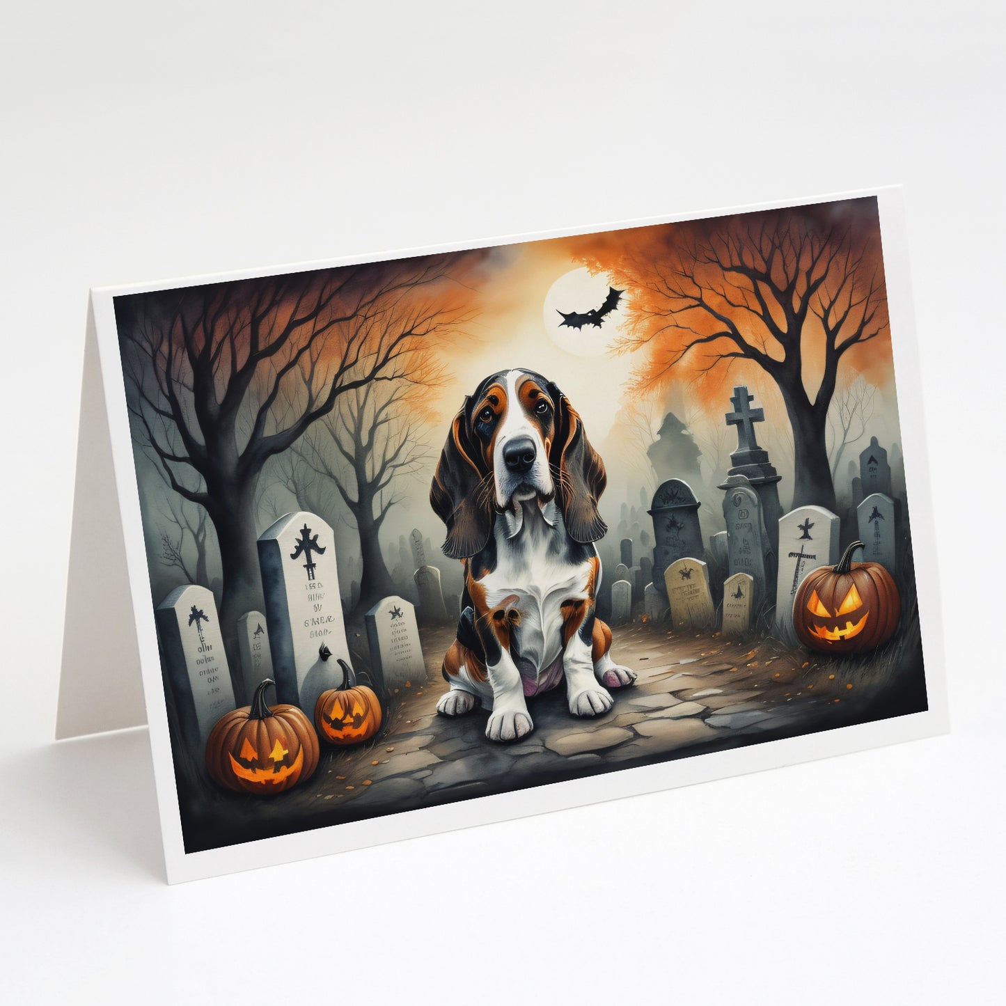 Buy this Basset Hound Spooky Halloween Greeting Cards Pack of 8