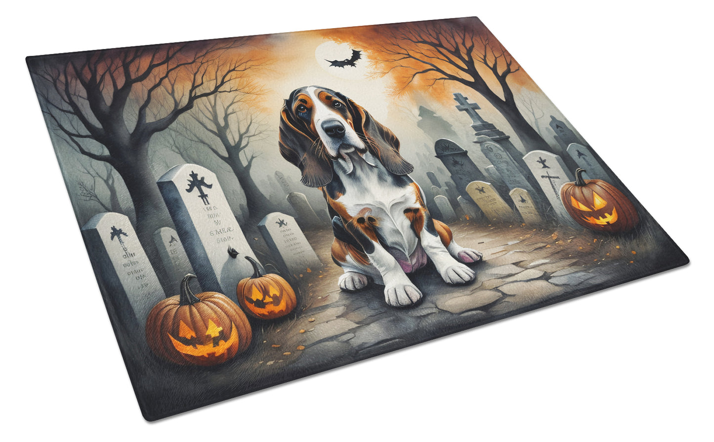 Buy this Basset Hound Spooky Halloween Glass Cutting Board