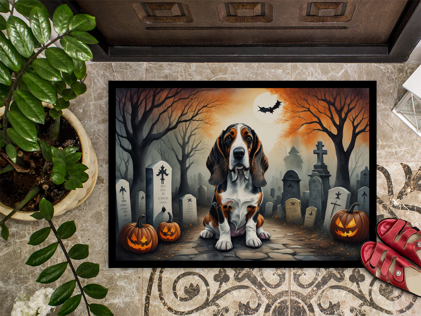 Basset Hound Spooky Halloween Doormat