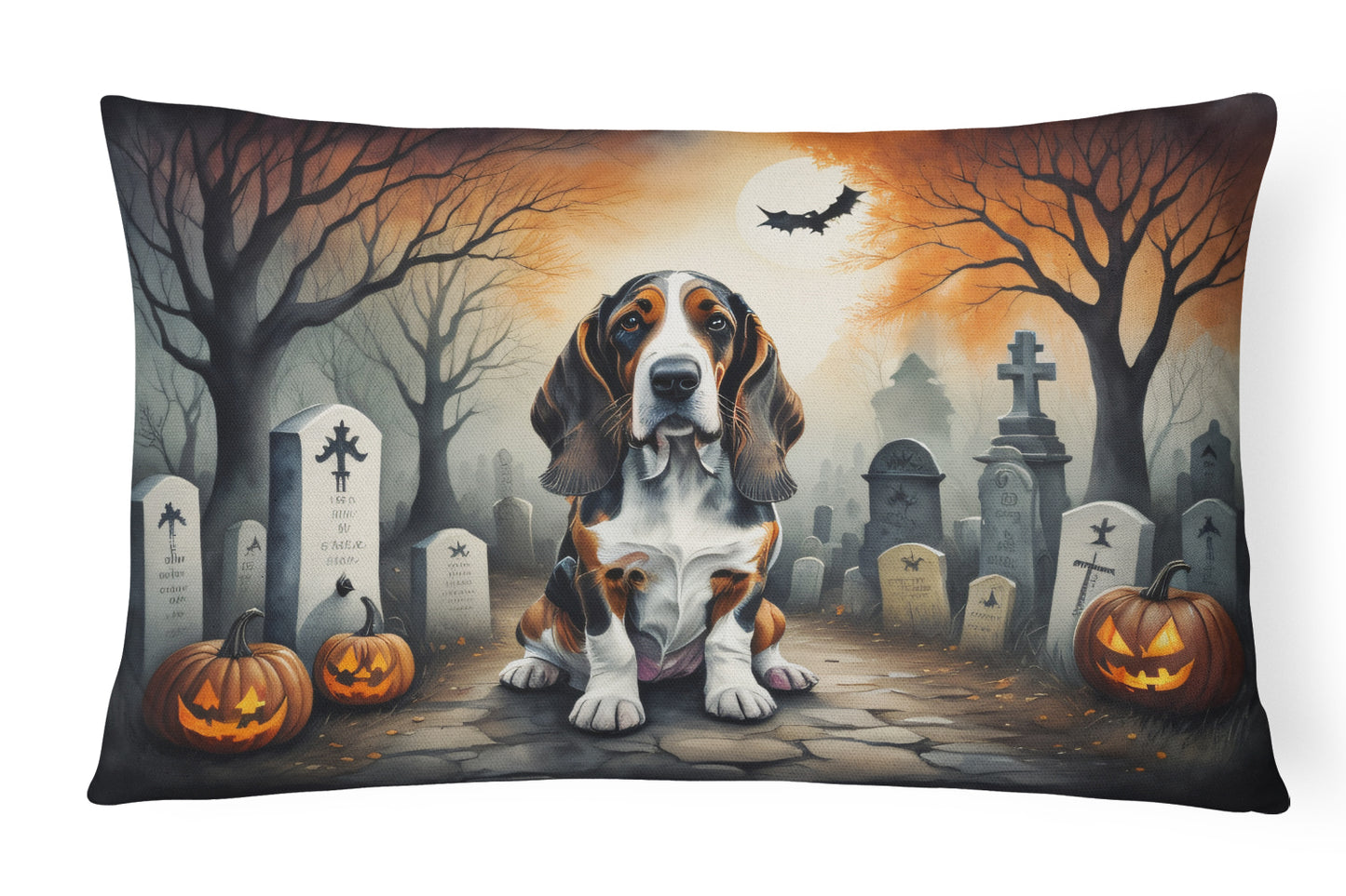 Buy this Basset Hound Spooky Halloween Throw Pillow