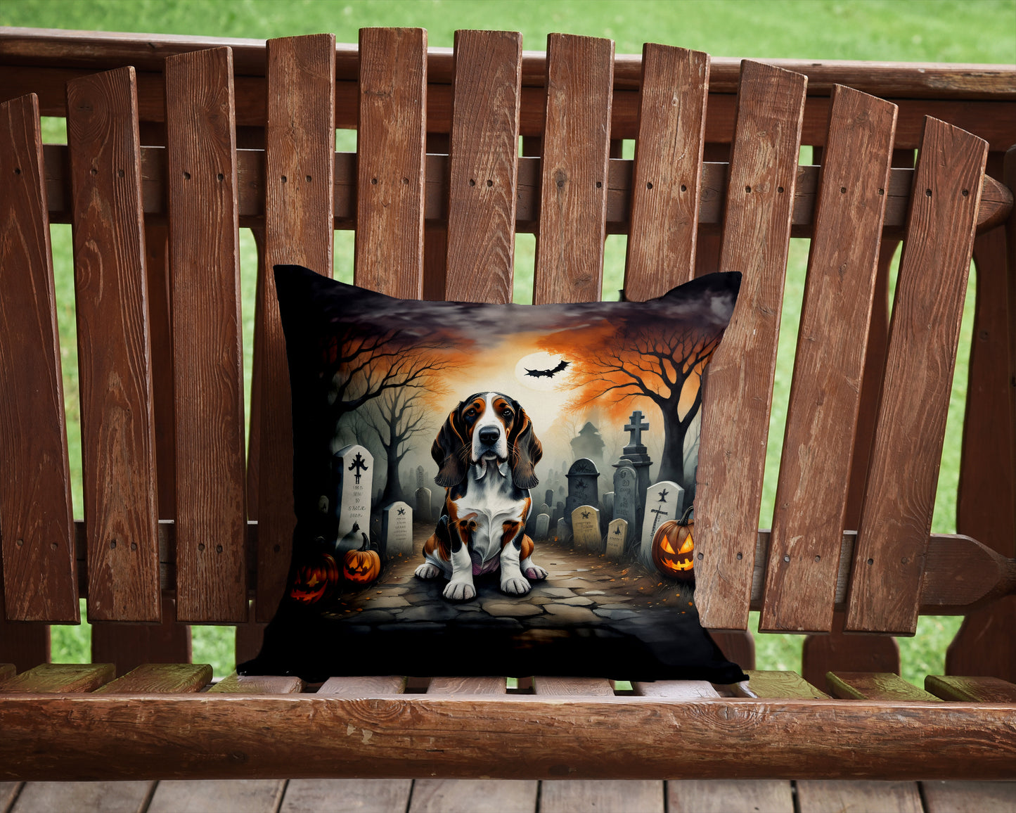 Basset Hound Spooky Halloween Throw Pillow