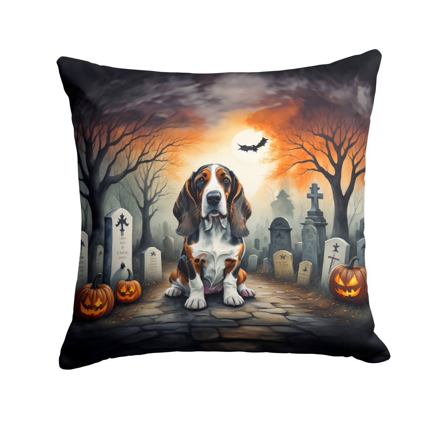 Buy this Basset Hound Spooky Halloween Throw Pillow