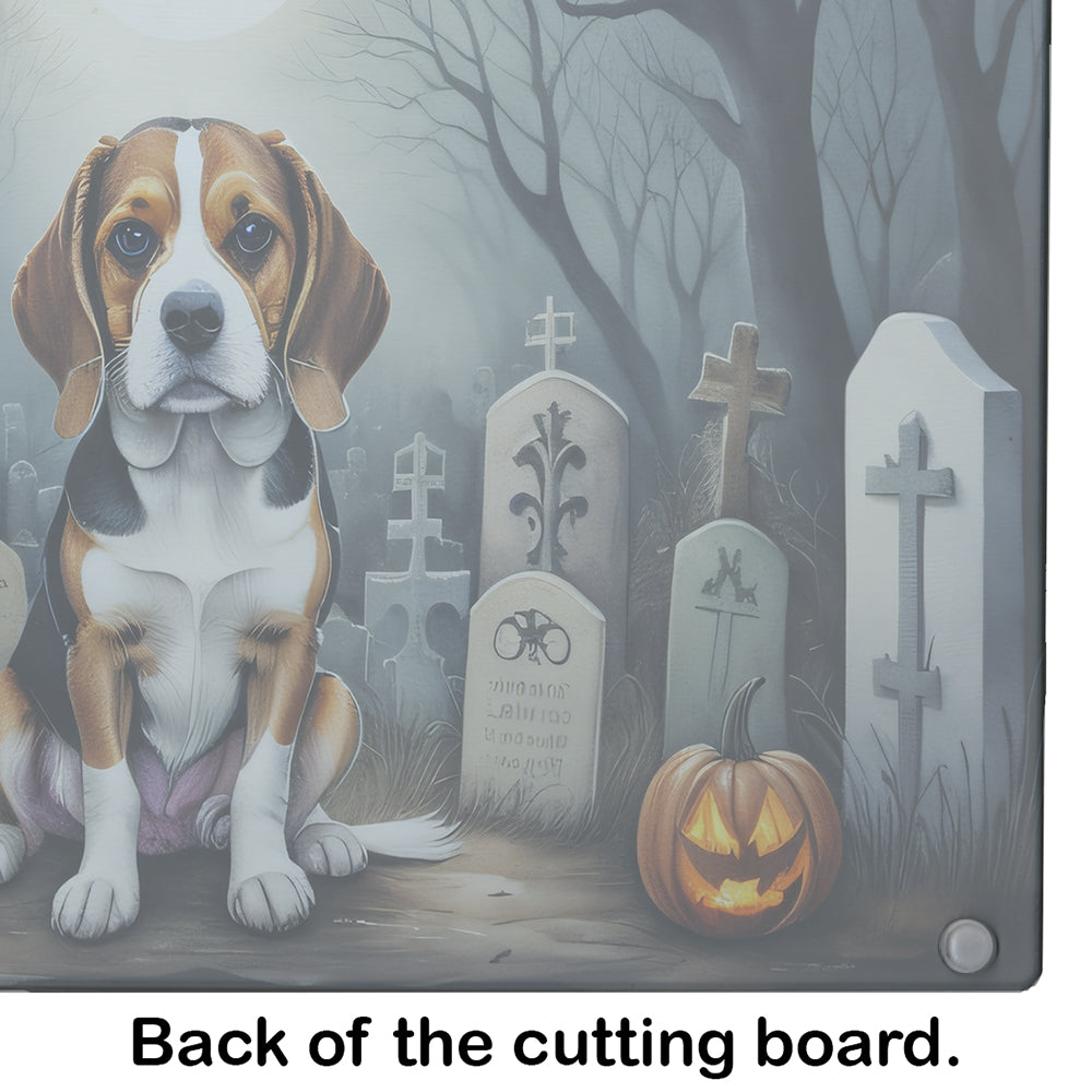 Beagle Spooky Halloween Glass Cutting Board