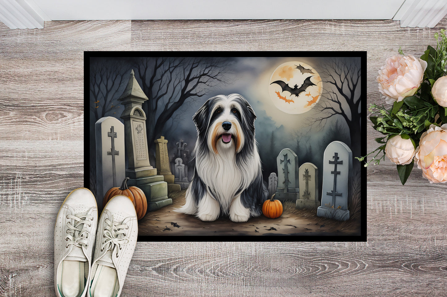 Bearded Collie Spooky Halloween Doormat