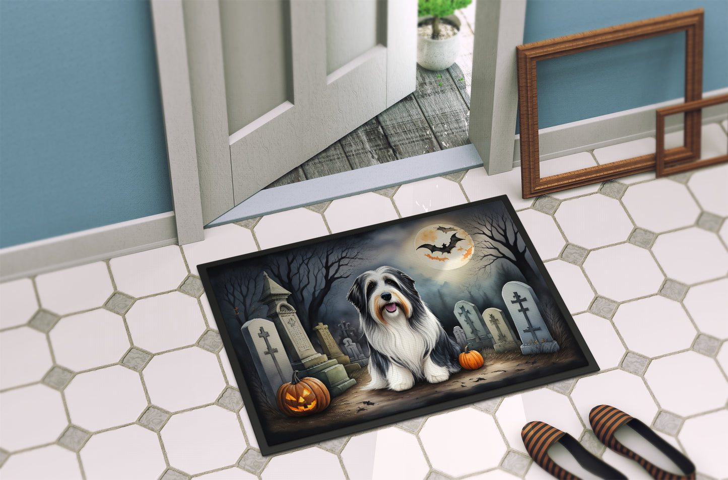 Bearded Collie Spooky Halloween Doormat