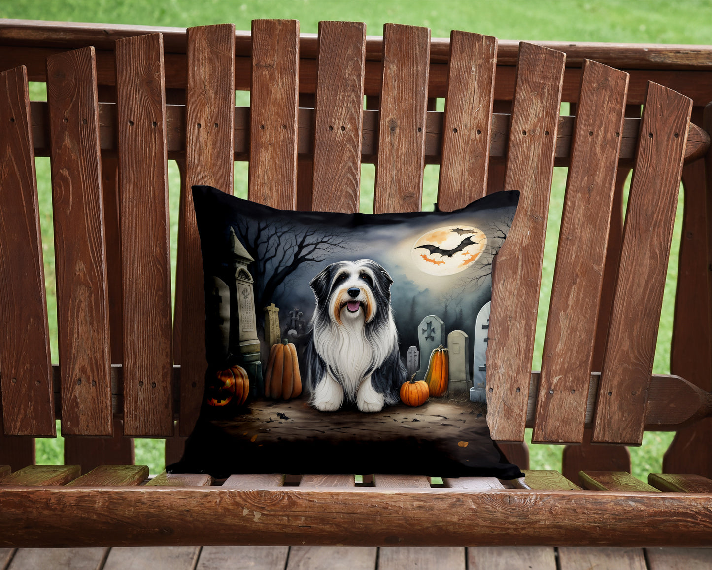 Bearded Collie Spooky Halloween Throw Pillow