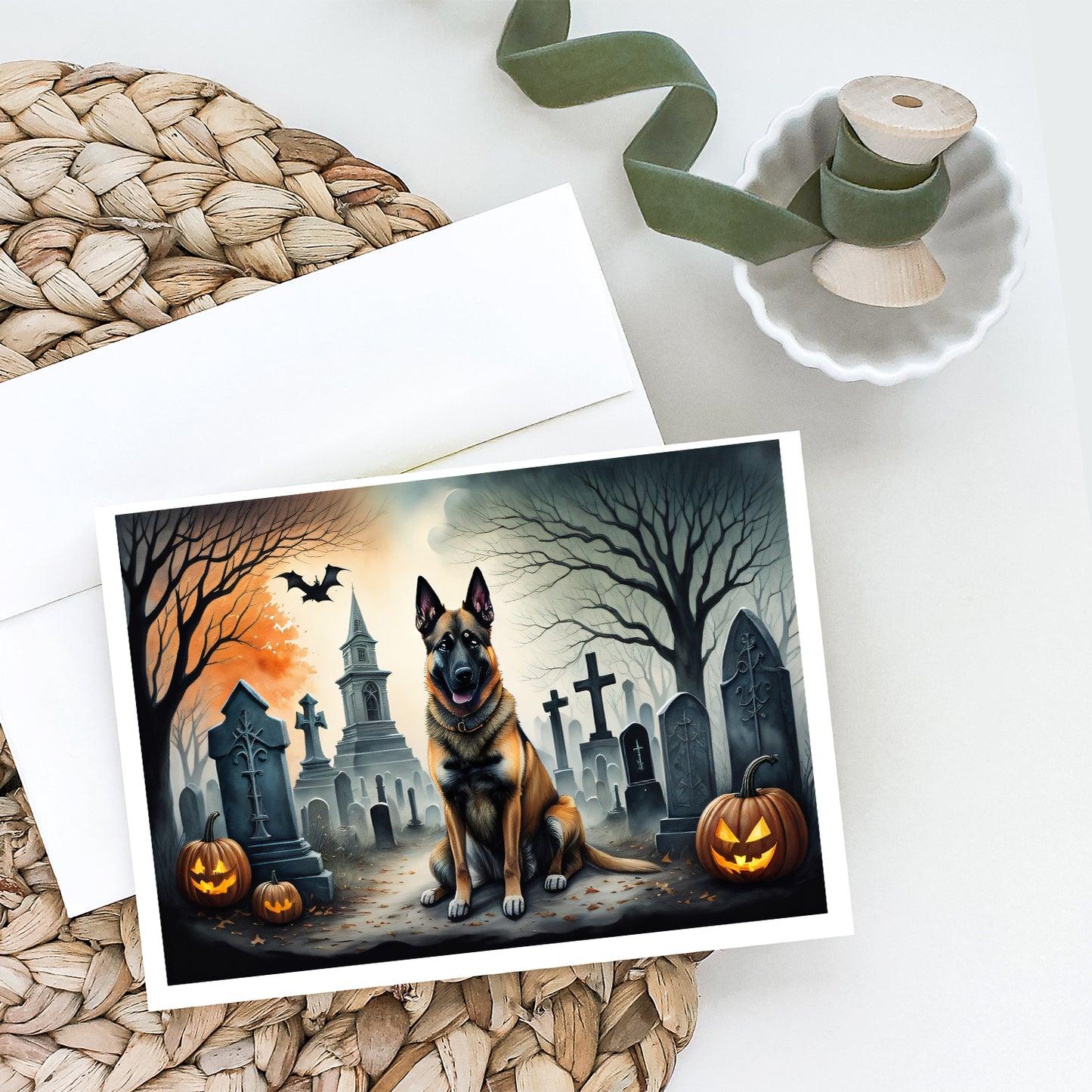 Belgian Malinois Spooky Halloween Greeting Cards Pack of 8