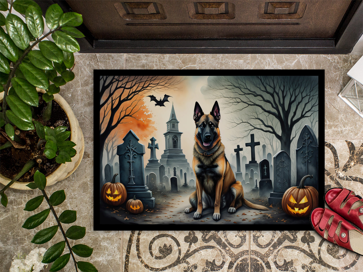 Belgian Malinois Spooky Halloween Doormat