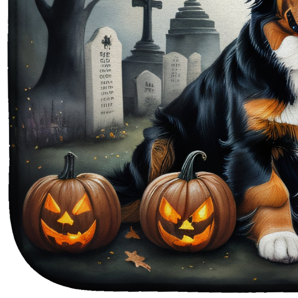 Bernese Mountain Dog Spooky Halloween Dish Drying Mat