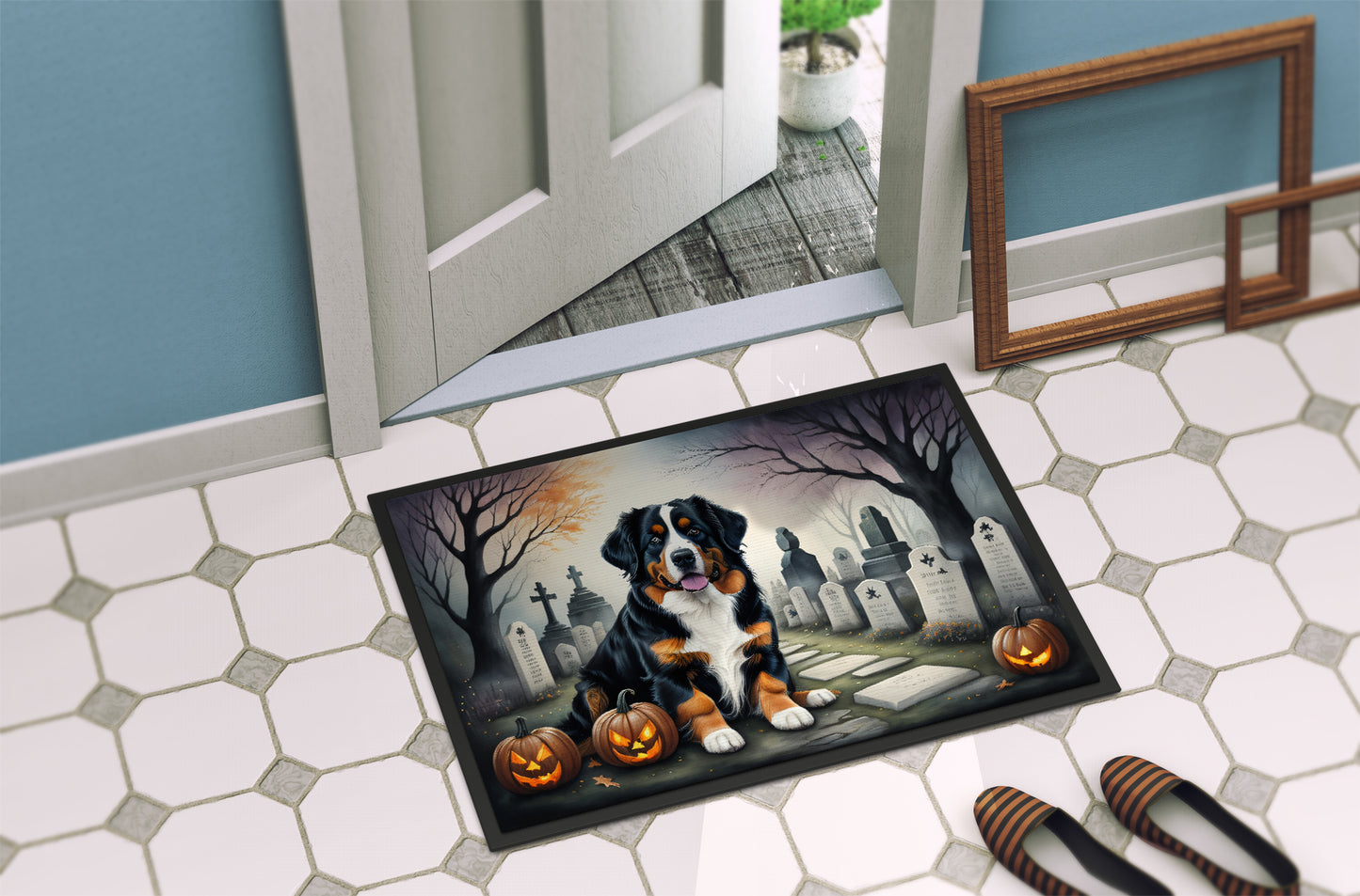 Bernese Mountain Dog Spooky Halloween Doormat