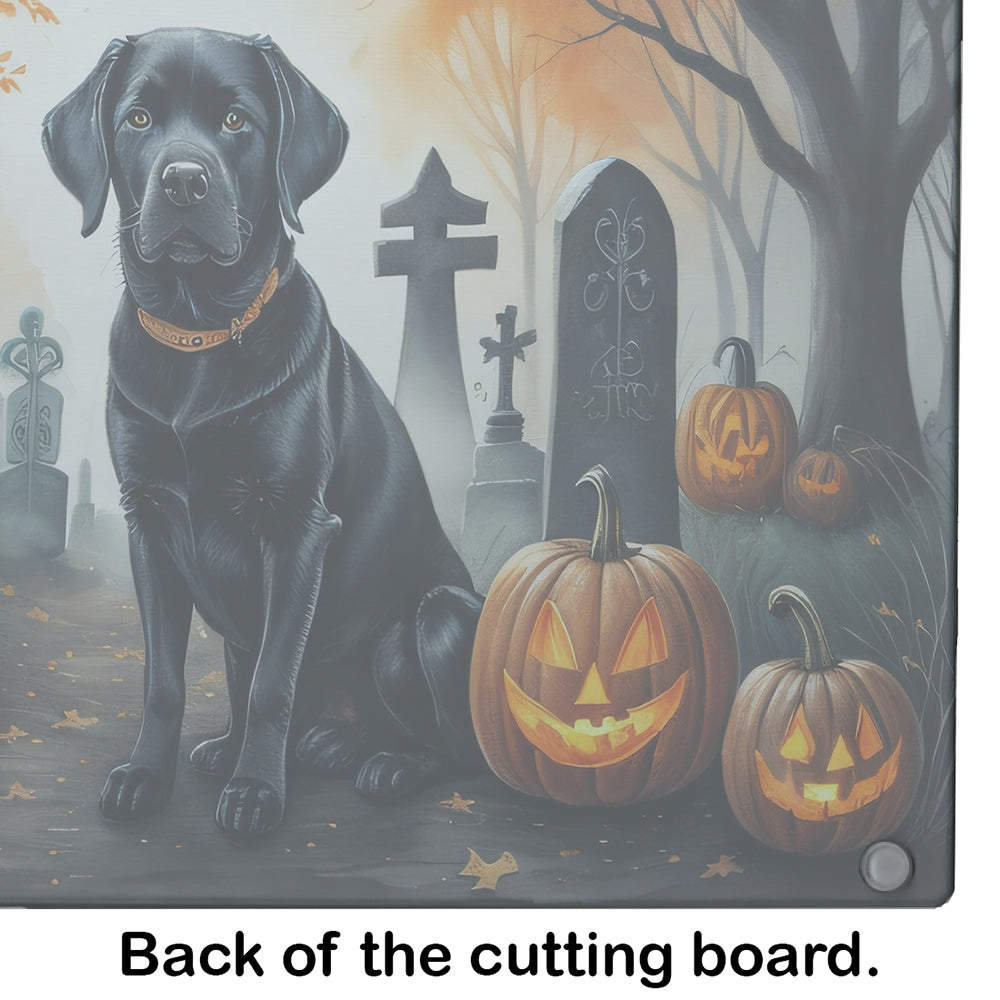 Black Labrador Retriever Spooky Halloween Glass Cutting Board