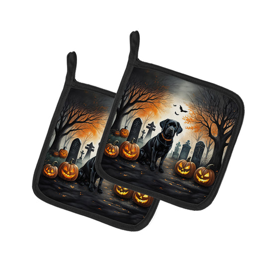 Buy this Black Labrador Retriever Spooky Halloween Pair of Pot Holders