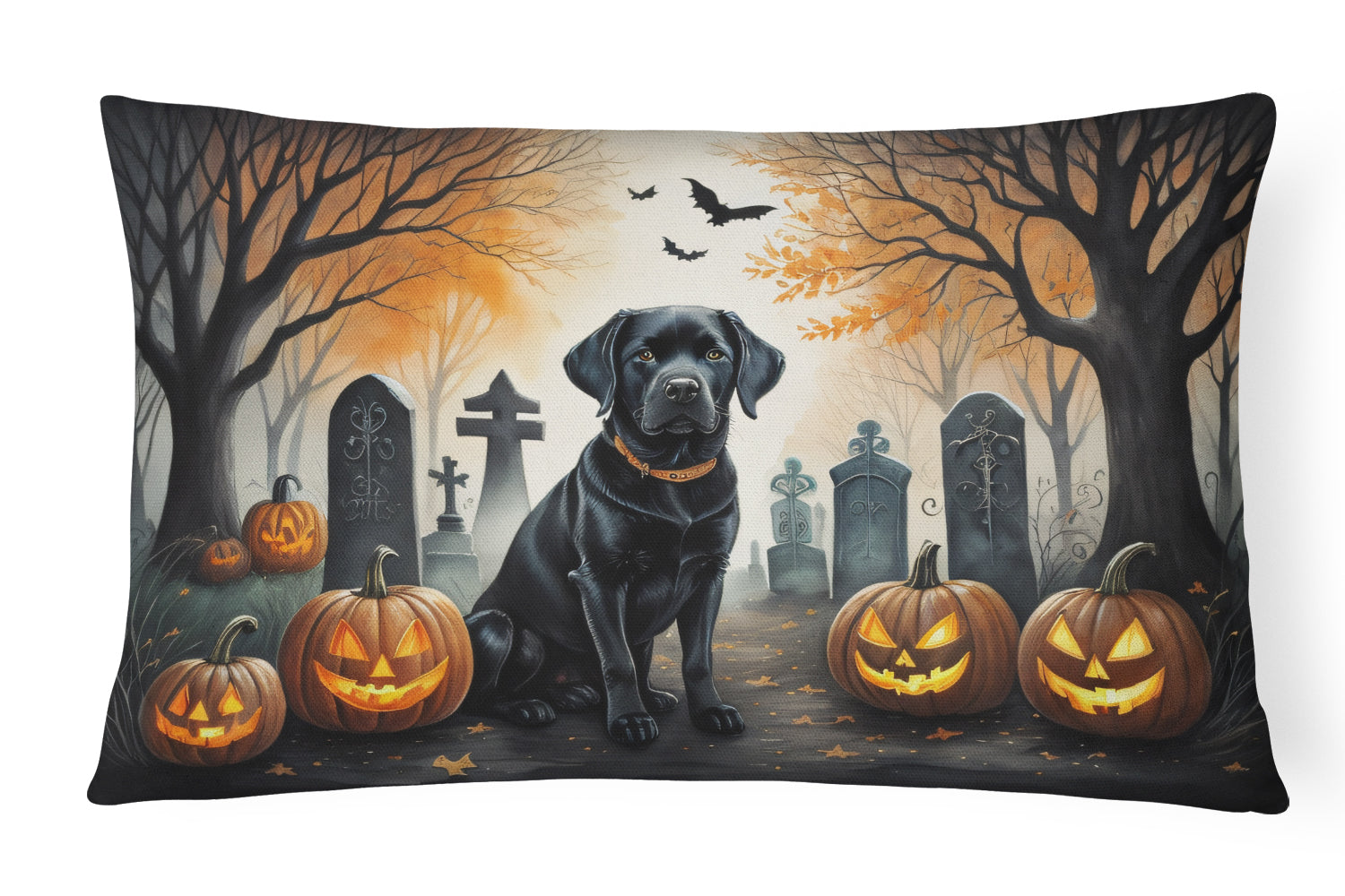 Buy this Black Labrador Retriever Spooky Halloween Throw Pillow