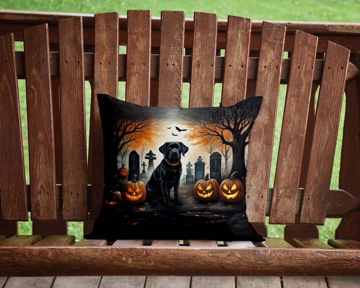 Black Labrador Retriever Spooky Halloween Throw Pillow